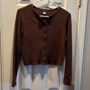 Old Navy Chocolate Button-Down Ribbed Shirt